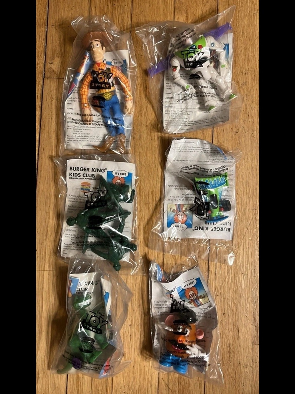NIP 1995  Burger King Kids Club Toy Story Complete Set 6 Figures (2-6”)-